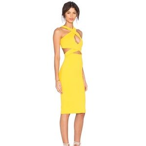 Donna Mizani Cross Front Midi Dress in Canary